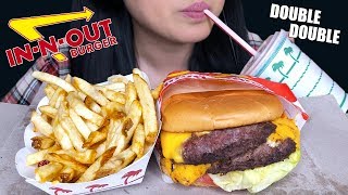 ASMR INNOUT DOUBLE CHEESEBURGER FRIES amp MILKSHAKE EATING SOUNDS  No Talking  ASMR Phan [upl. by Ennahtur935]