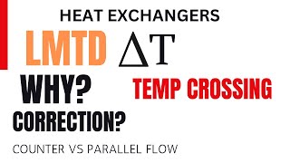 LMTD counter vs parallel flow temp crossing Shell amp tube heat exchangers examples correction [upl. by Ramad738]