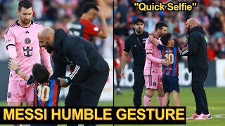 Humble Messi Heartfelt Gesture Protect Young fan from Bodyguard and Took Quick Selfie  Messi News [upl. by Yltneb]