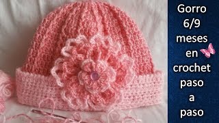 GORRO PARA BEBE DE 69 MESES en crochet PASO A PASO [upl. by Chrisman142]