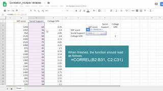 Correlation in Google Sheets  Multiple Variables [upl. by Haymes625]