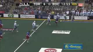 NLL Toronto Rocks Sandy Chapman delivers huge open field hit [upl. by Ailekat]