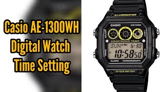 How To Setting Time on Casio AE1300WH Digital Watch  Watch Repair Channel [upl. by Zita]