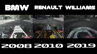 Robert Kubica in Monaco Onboard Comparison 2008 vs 2010 vs 2019 [upl. by Norven]