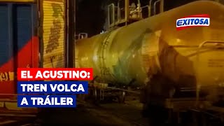 🔴🔵El Agustino Tren volca a tráiler en la Av Ferrocarril [upl. by Attenna]