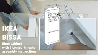 IKEA BISSA Shoe cabinet with 3 compartments assembly instructions [upl. by Nlyak192]