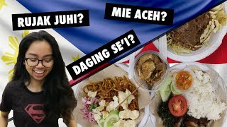 FILIPINO TRIES INDONESIAN FOOD Mie Aceh Rujak Juhi Tahu Gejrot etc [upl. by Peti395]