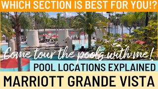 Where to stay or buy at Marriott Grande Vista Pool locations explained early AM walk through tour [upl. by Wyn]