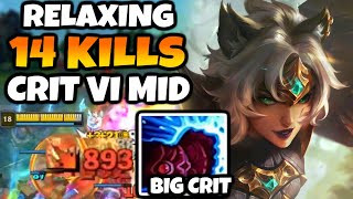 Relaxing 14 Kill Lethality Crit Vi Mid in High Elo [upl. by Aivatal]