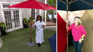 9 Crank amp Tilt Woodgrain Pole Patio Umbrella with Sunbrella Fabric on QVC [upl. by Falk]