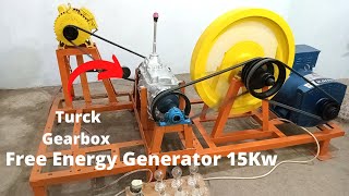 3Hp Motor Free Energy Generator With 15KW Alternator Electric Generator 230v With Truck Gearbox Free [upl. by Priestley]