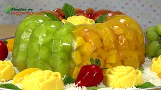 COMO HACER GELATINA CON FRUTAS  Postre fácil y rápido  MAS postres en Recetas en Casayfamiliatv [upl. by Aicram]