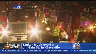 Tanker Truck Overturns In Claysville [upl. by Lipscomb]