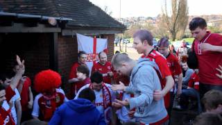 Morecambe fans warming up at Barnet [upl. by Senilec]