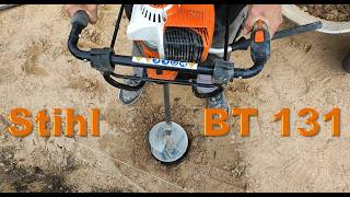 Stihl BT 131 petrol auger with one and two extensions in action [upl. by Diego]