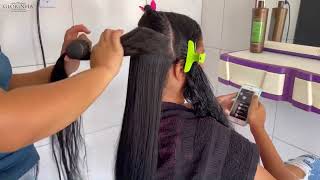 PROGRESSIVA EM UM CABELO MUITO CACHEADO  LISO PERFEITO DE PRIMEIRA SEM USAR FORMOL [upl. by Kenna]