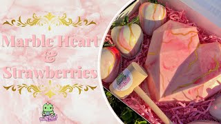 How To Marble Strawberries amp Breakable Heart Step By Step [upl. by Baptist118]