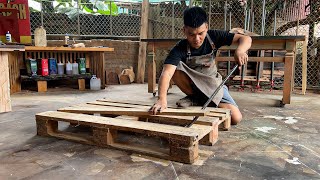 Creating A Uniquely Crafted Cafe Table With Stunning 3D Inlay Design Made From Pallet Wood Scraps [upl. by Piselli]