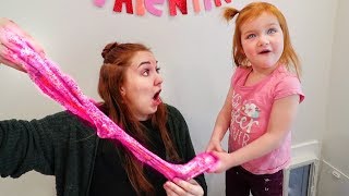 DIY Valentine’s Day SLIME COMPETITION Adley vs Mom [upl. by Terrye]