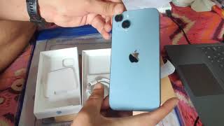 iPhone 14 Plus Unboxing  Blue 256GB Apple [upl. by Aleahs]