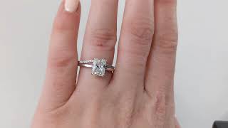 15ct Radiant cut Moissanite Solitaire Women Engagement Ring  White Gold Diamond Hidden Halo Ring [upl. by Nirej]