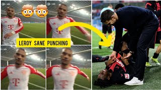 🤯🤯 Leroy Sané furiously smashing TV camara after Frimpongs goal in Bayern München vs Leverkusen [upl. by Idihsar638]