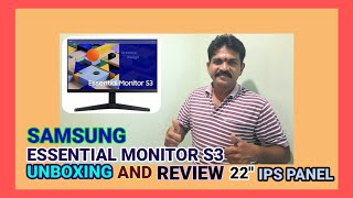 SAMSUNG MONITORESSENTIAL MONITOR S3 22 INCHES IPS PANEL FULL HD UNBOXING AND REVIEW [upl. by Aelhsa620]