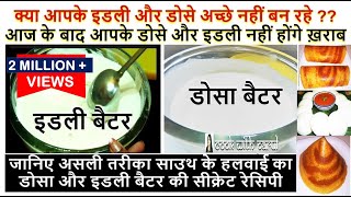 Dosa Idli Batter RecipeHow to Make perfect Batter for Soft and Spongy Dosa Idli डोसा इडली बैटर [upl. by Tillion]