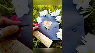 Ganesha On Leaf art🖌️craft leafprintingsimplepaintacraylic acrafteasyartdiyshortsvideoviral [upl. by Yreffoeg]