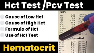 hct test  Hct Blood Test in hindi  Hct kam hone se kya hota hai  HCT PCV kya hota hai Hematocrit [upl. by Sollie]