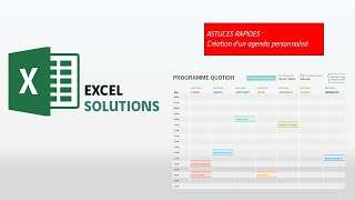 Astuces Excel  Création dun agenda personnalisé dynamique [upl. by Nnomae]