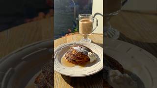 Only eating pumpkin all day 🎃🥞 BREAKFAST pumpkinpancakes protein pumpkinrecipes shesthetea [upl. by Ury]