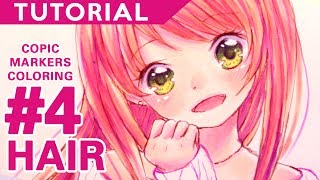 4  Hair【Copic Markers Coloring Tutorial】 [upl. by Nailimixam]