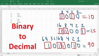 Binary to Decimal Using Excel [upl. by Haile]