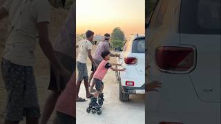 Car ko dhakka de diya shorts advik skating viral [upl. by Eixel]