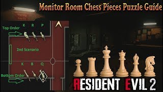 Resident Evil 2 Remake 2nd Scenario Monitor Room Chess Pieces Puzzle Guide [upl. by Hildegaard]