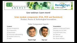 Solar Module Components  EVA POE amp Backsheet [upl. by Yenruoj]