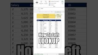 How to Left Lookup in Excel with VLOOKUP Function shorts [upl. by Marko453]