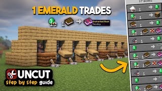 UNCUT TUTORIAL EASIEST Villager Trading Hall  ALL TRADES 1 EMERALD  Minecraft Java amp Bedrock [upl. by Eddi527]