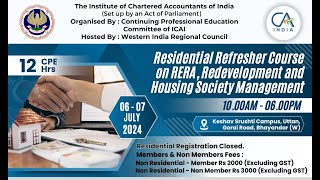 Residential Refresher Course on RERA Redevelopment and Housing Society Management SESSION 02 [upl. by Ahseiym]