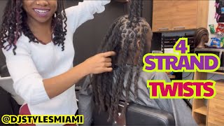 2 Strand Twists with 4 Strands  DreadLoc Styling Tutorial [upl. by Blader]