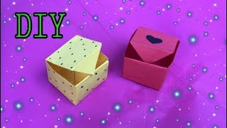 ♥︎ ORIGAMI DOOSJE MET DEKSEL VOUWEN  KNUTSELEN met 1 PAPIER  ♥︎ Diy Knutselen Nederlands [upl. by Nohsram763]