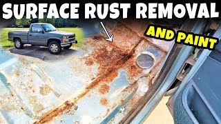 89 Chevy K1500  floorboard rust removal and paint [upl. by Efinnej]