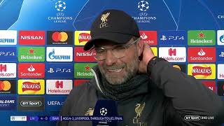 Jurgen Klopp Swears In Interview After Beating Barcelona 40 At Anfield HD [upl. by Feirahs]