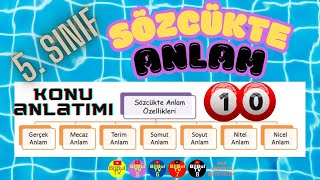 5 Sınıf Türkçe Sözcükte Anlam 10 Konu Anlatımı ve Örnek Sorular [upl. by Einnalem]