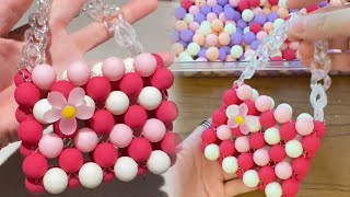 Beads k sath bags kaise banaye  Beaded bag new design  beaded bags tutorial  pearl bags tutorial [upl. by Anived]