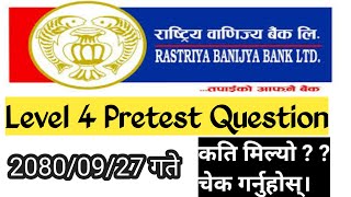 RBB Pretest Question Answer 2080  Rastriya Banijya Bank Level 4 Pretest Exam 2080 Solution rbb [upl. by Tnilc897]