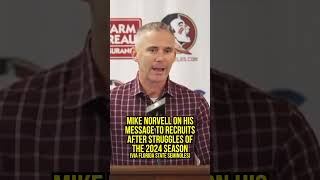 Mike Norvell on message to recruits after struggles in 2024 season FSU FSUFootball FloridaState [upl. by Libnah228]