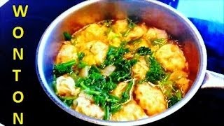 How to Make Wonton Soup  餛飩 Cara Membuat Sup Wonton [upl. by Kotick713]