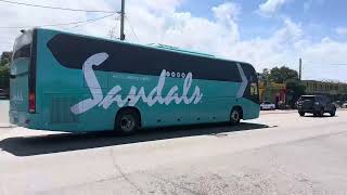 Sandals Tour bus along the A1 Highway in Runaway Bay Jamaica [upl. by Arette]